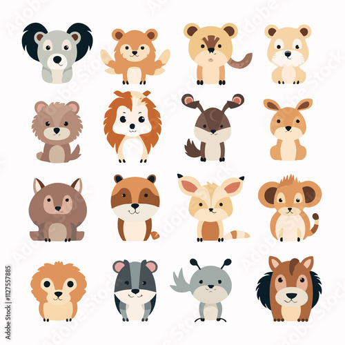 Cute Animal Cartoon Icon for Designs: Isolated Illustration