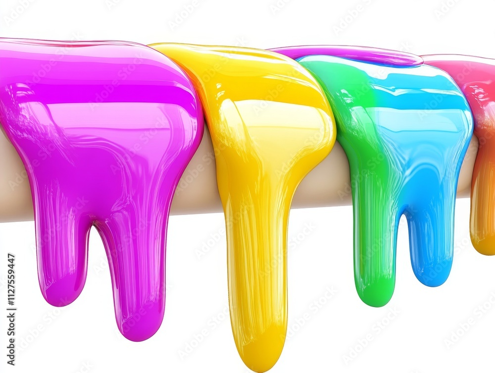 On a white isolated background, colorful paint drips elegantly, showcasing a beautiful spectrum of rainbow hues, making it ideal for art and design projects. On a white isolated background, colorful paint drips elegantly, showcasing a beautiful spectrum of rainbow hues, making it ideal for art and design projects.