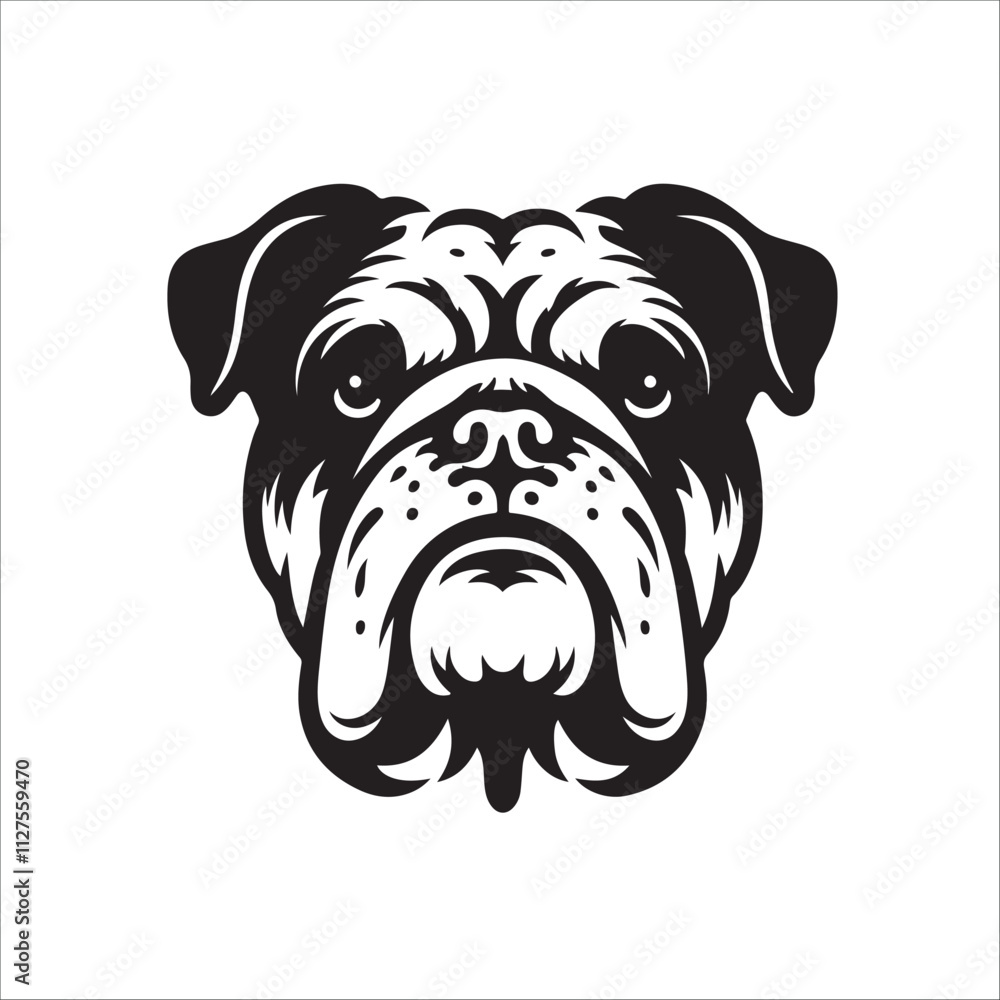 Bulldog standing silhouette vector illustration Bulldog standing silhouette vector illustration