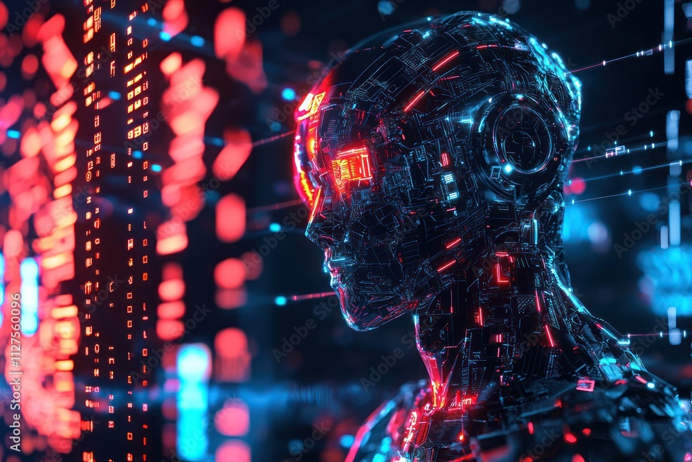 A 3D digital art piece featuring AI cyborgs and blockchain concepts, combining futuristic parametric designs with the latest trends in NFTs and digital assets. A 3D digital art piece featuring AI cyborgs and blockchain concepts, combining futuristic parametric designs with the latest trends in NFTs and digital assets.