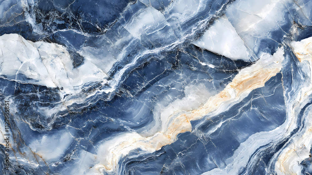 Fototapeta premium Majestic blue & white marbled stone texture. Celestia. Illustration