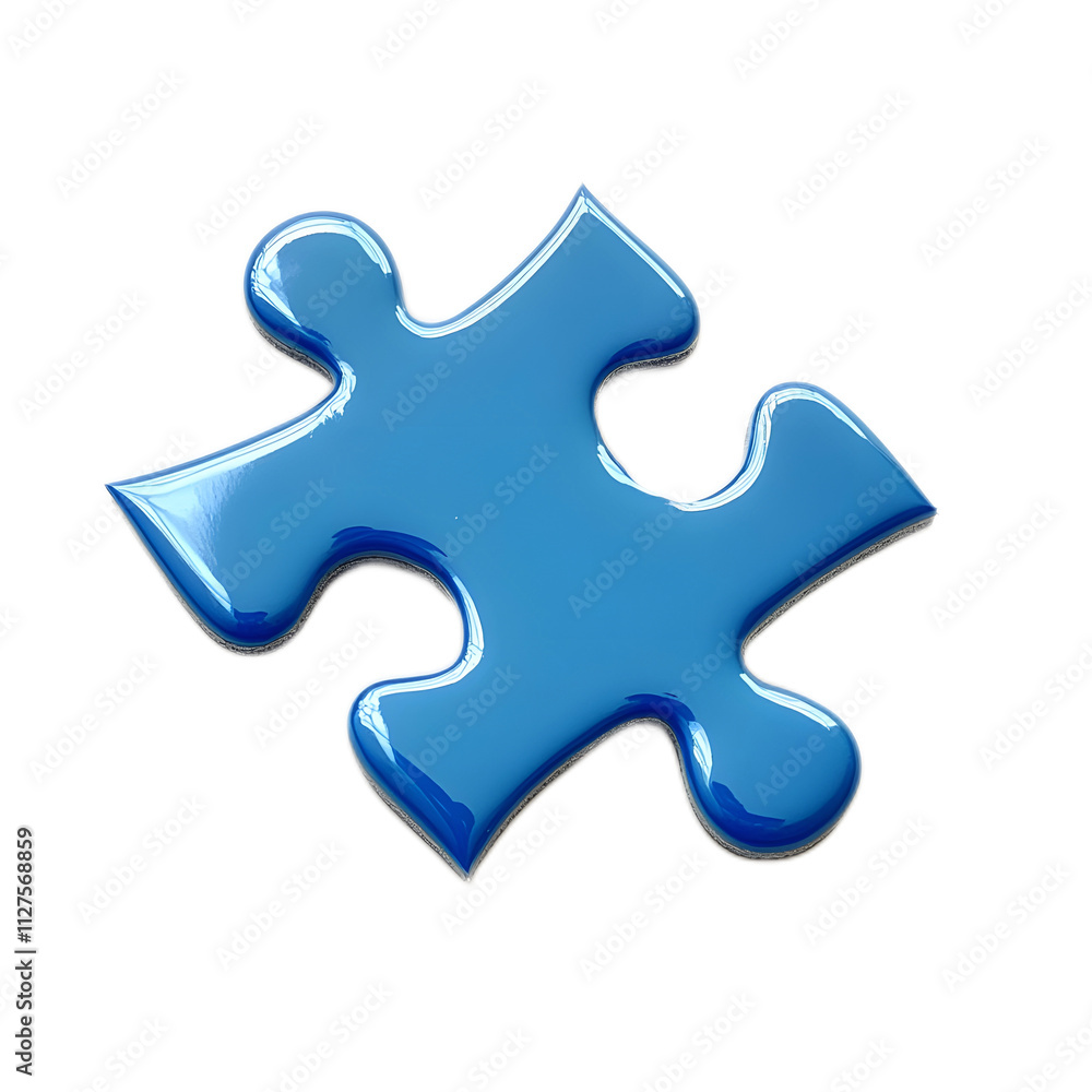 Glossy Blue Puzzle Piece on White Background for Creative Concepts Glossy Blue Puzzle Piece on White Background for Creative Concepts