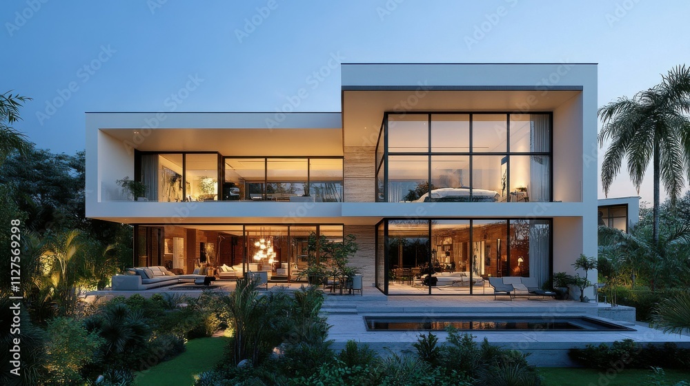 Contemporary villa with a rooftop garden. Contemporary villa with a rooftop garden.