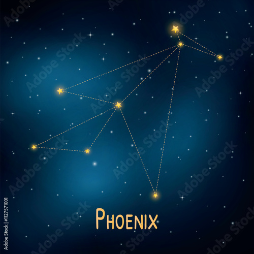 Phoenix constellation against starry night sky.