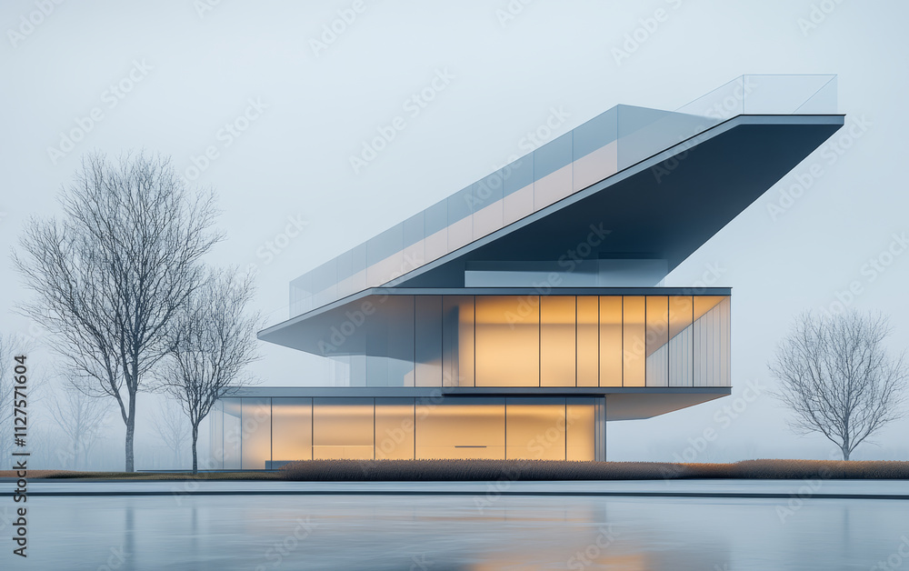 Fototapeta premium Minimalist modern art building space structure