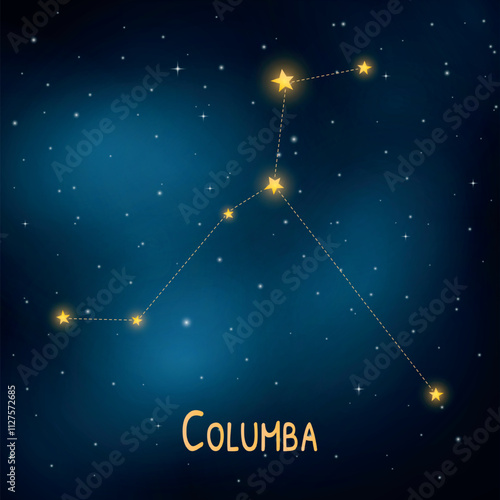 Bright stars of columba constellation in a dazzling night sky.