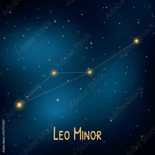 Leo minor constellation on a starry night sky background.