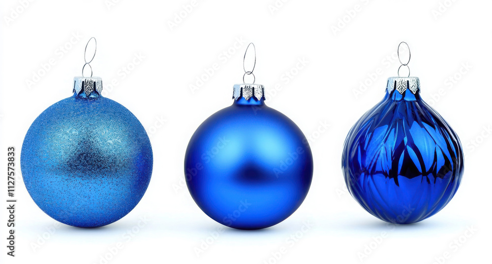 Christmas Ball, blue bauble, isolated on white background, full depth of field Christmas Ball, blue bauble, isolated on white background, full depth of field