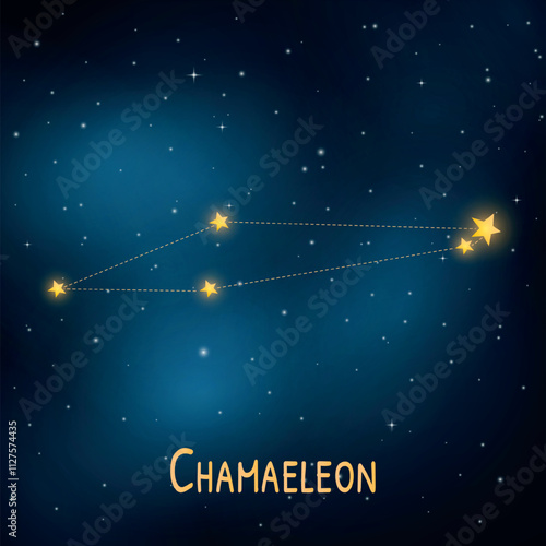 Chamaeleon constellation in starry night sky.