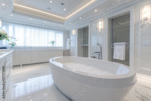 Wallpaper Mural Spacious Luxury White Bathtub in Contemporary Bathroom Design Torontodigital.ca