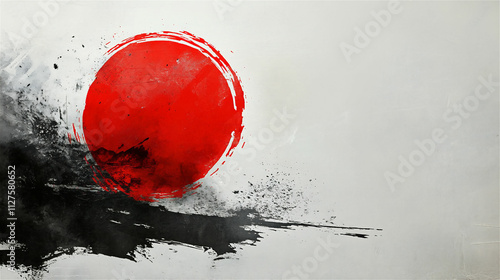 「赤い球体の世界：グラフィックデザインとペイントアートの融合」 generative ai