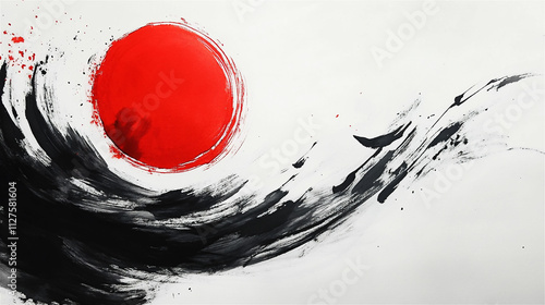 現代美術の魅力を引き立てる、赤色のアクリル画と水彩画 generative ai