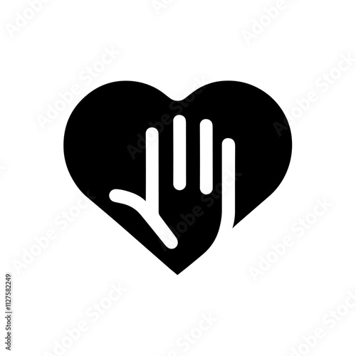 Hand and Heart Icon Representing Charity, Care, and Compassion - Ideal for Nonprofits, Healthcare, and Volunteer Services