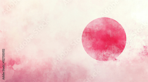 鮮やかな赤とピンクの情景 - 山と海が融合する版画の世界 generative ai