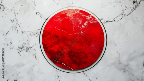 鮮烈な赤色のグラフィックシーン:円の美しさを強調するグラフィックデザイン generative ai