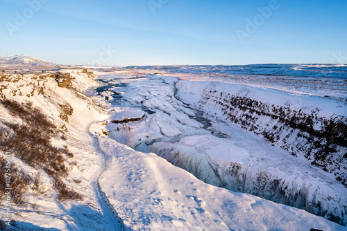 Gullfoss waterfall in Iceland in winter