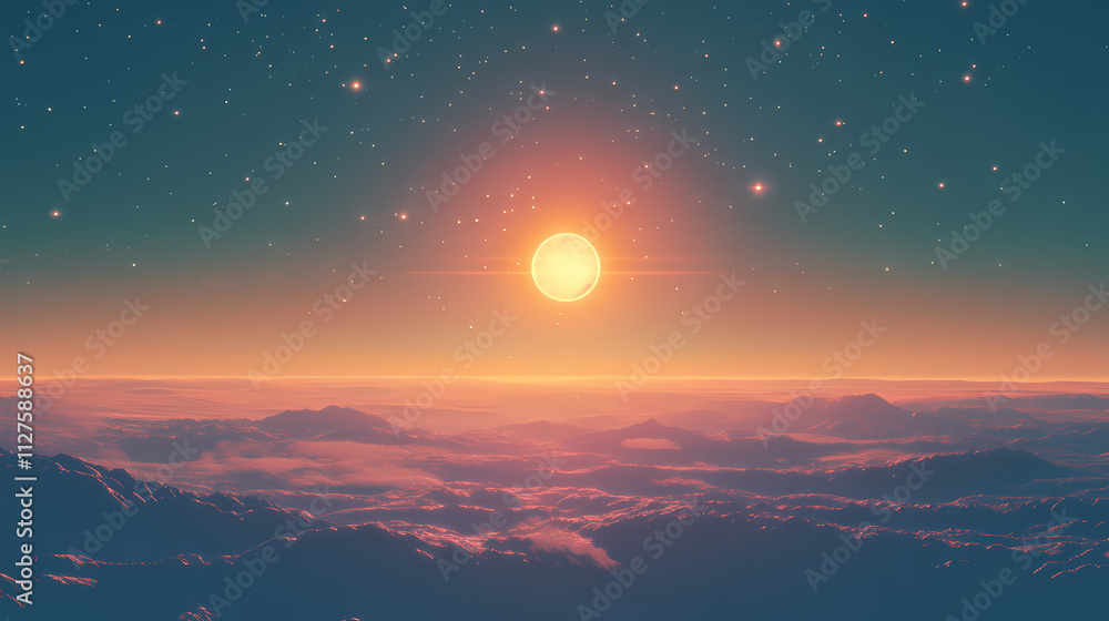 A breathtaking view of the cosmos featuring planets, stars, and a radiant sun illuminating the vast expanse of space. Celestia. Illustration A breathtaking view of the cosmos featuring planets, stars, and a radiant sun illuminating the vast expanse of space. Celestia. Illustration