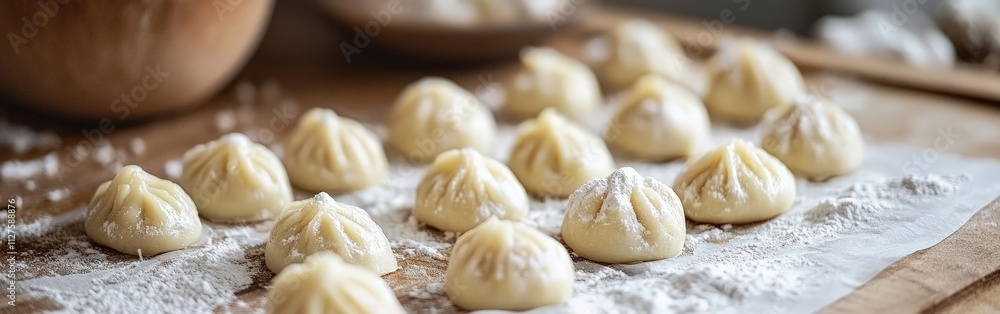 Raw Dumplings Ready for Cooking Raw Dumplings Ready for Cooking