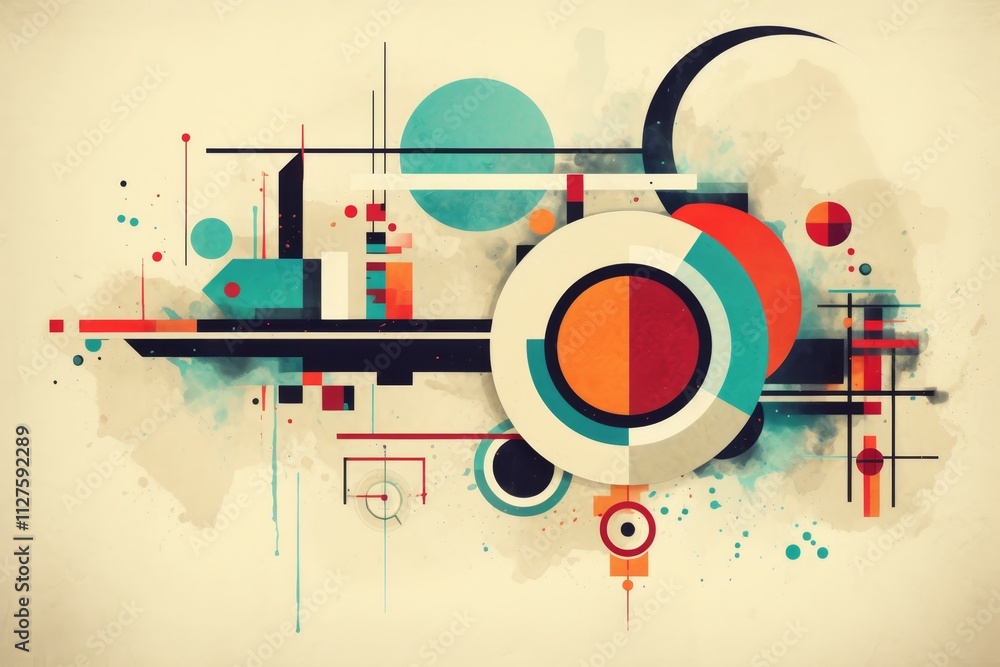Obraz premium Vibrant abstract geometric shapes and pattern design for modern artistic expressions