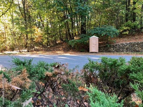 Roadside outhouse  in early autumn colors