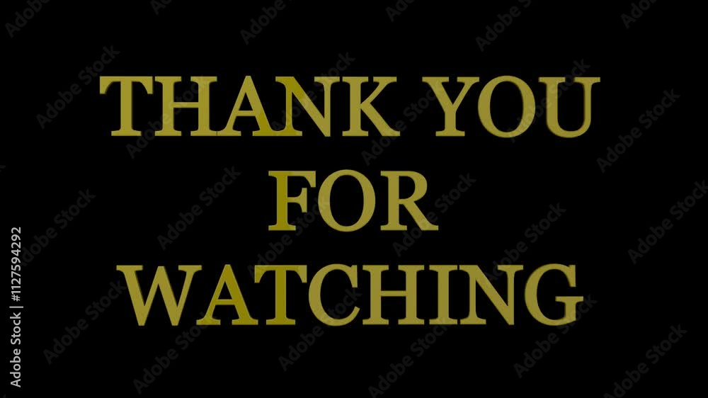Thank you for watching text word gold light animation with light effect ...