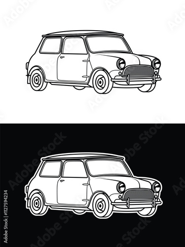 Racing retro car. Original vector illustration in vintage style.