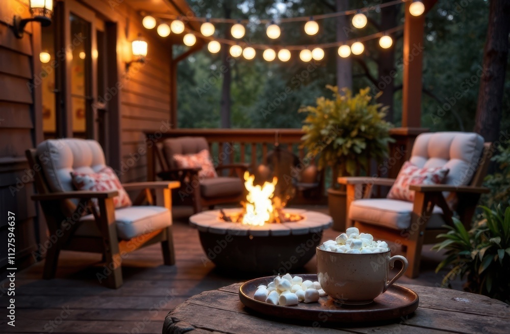 Cozy blankets and hot cocoa create a warm patio atmosphere.
Cozy blankets and hot cocoa create a warm patio atmosphere.