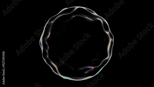 Abstract 3D horizontal futuristic chrome holographic iridescent prism transparent shape information technology conference poster social media computer format backgrounds liquid petrol gasoline render