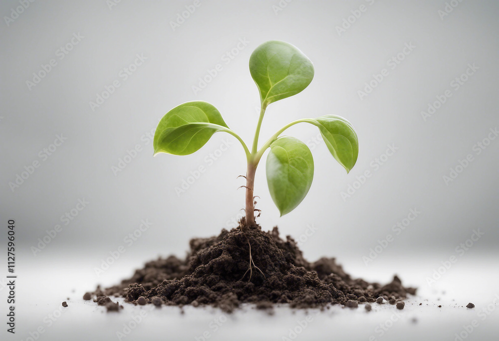 Young plant sprout growing from soil isolated on white or transparent background Young plant sprout growing from soil isolated on white or transparent background