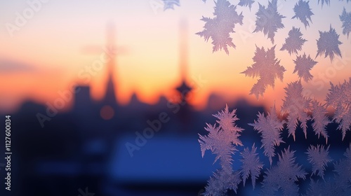 Eisblumen und Schneeflocken im Gegenlicht