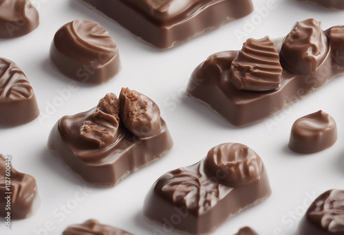 Collection of chocolate pralines isolated on transparent or white background