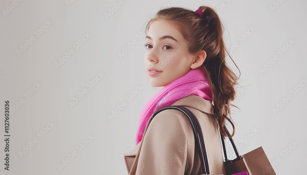 Beautiful young woman with shopping bags on white background Beautiful young woman with shopping bags on white background