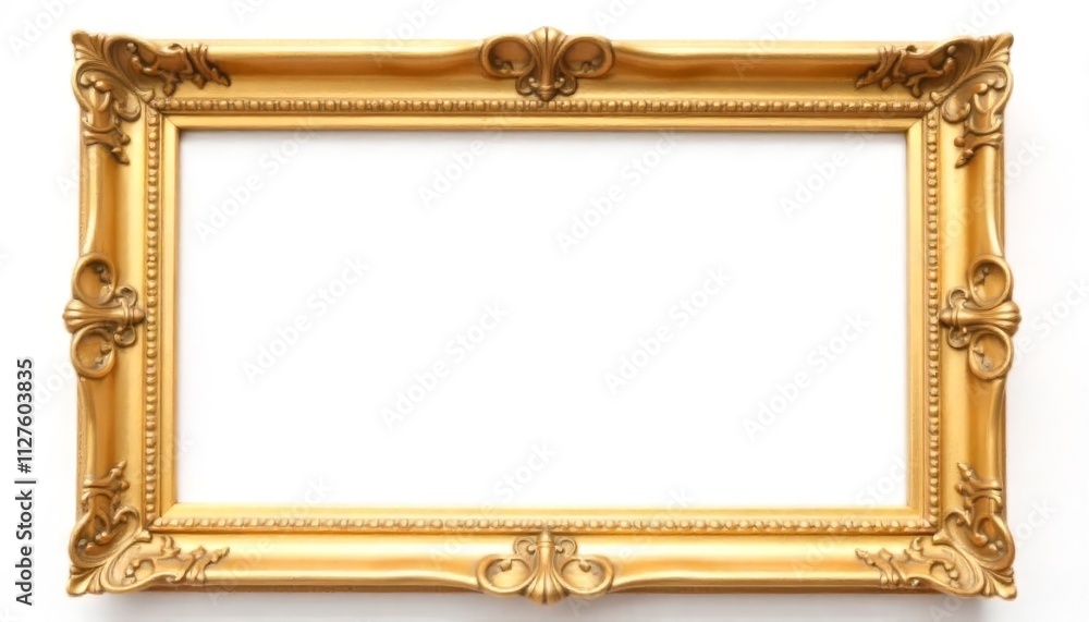 Gold ornate picture frame with blank interior Gold ornate picture frame with blank interior