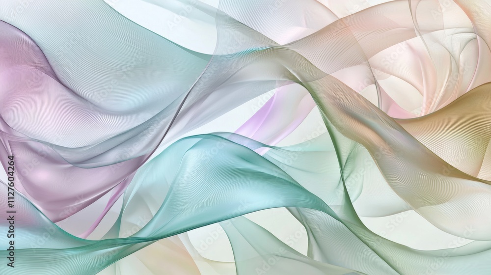 Flowing abstract waves in soft pastel colors create a beautiful and elegant design, ideal for backgrounds and decorative projects, adding a serene and tranquil touch Flowing abstract waves in soft pastel colors create a beautiful and elegant design, ideal for backgrounds and decorative projects, adding a serene and tranquil touch