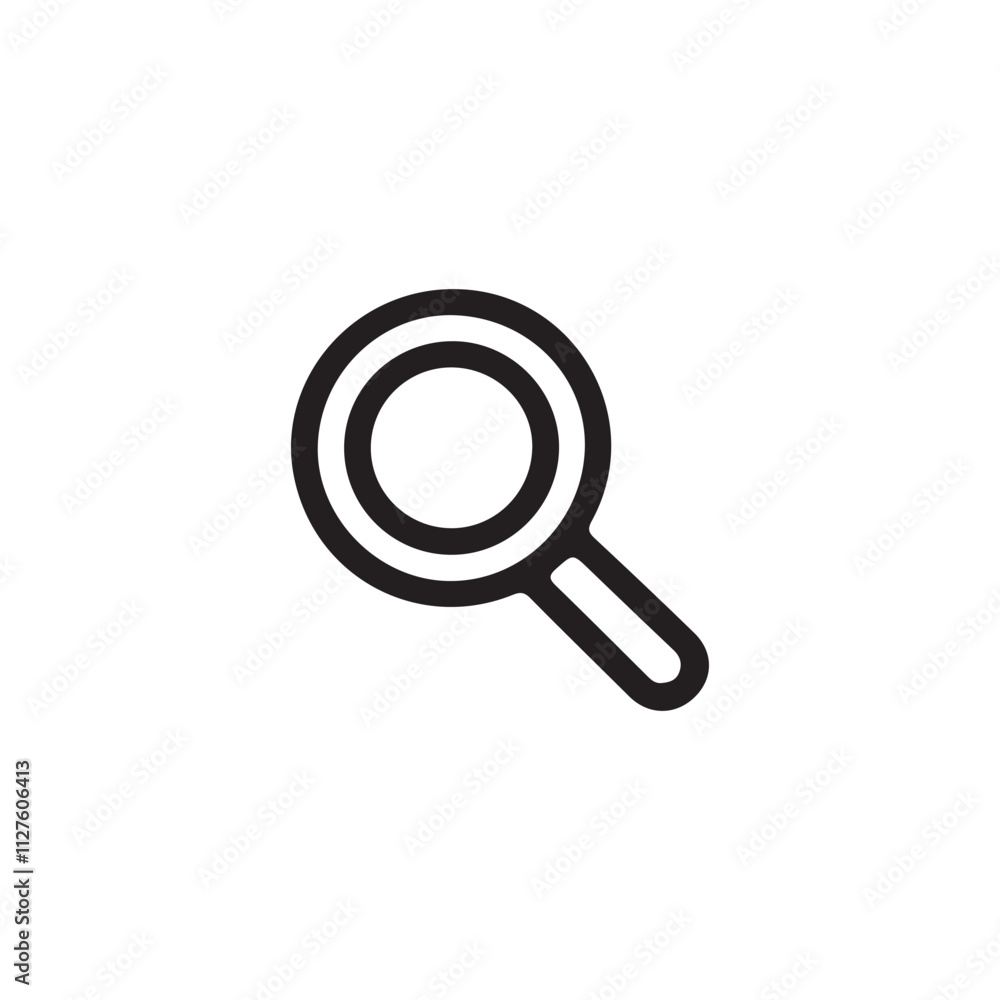 magnifying glass icon vector line art on white background. magnifying glass icon vector line art on white background.