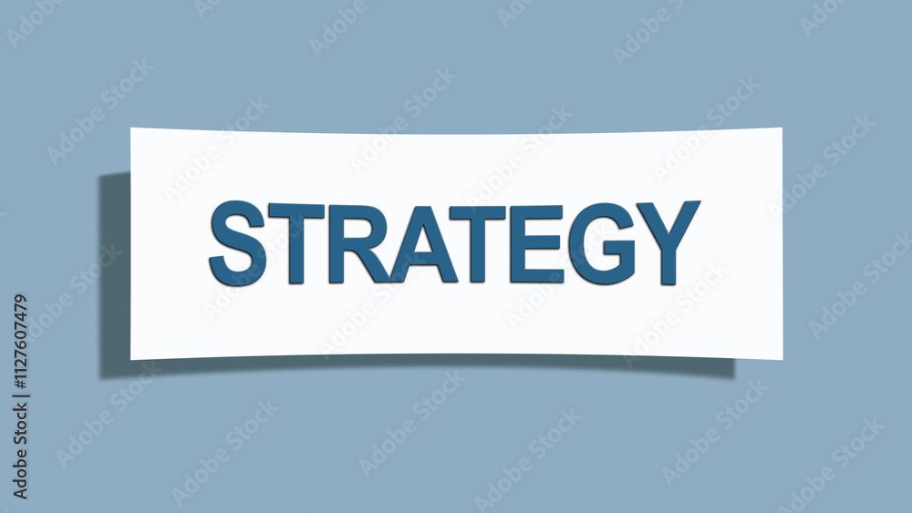 Strategy. A card isolated on blue background. Strategy. A card isolated on blue background.