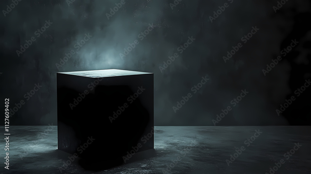 A sleek, mysterious black box emits a soft, ethereal glow, casting an otherworldly light on a dark, minimalist background. Mystify. Illustration A sleek, mysterious black box emits a soft, ethereal glow, casting an otherworldly light on a dark, minimalist background. Mystify. Illustration