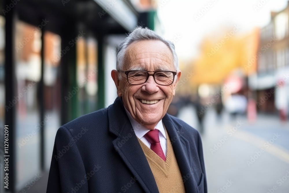 Portrait of a senior man smiling in a city street. Retirement concept. Portrait of a senior man smiling in a city street. Retirement concept.