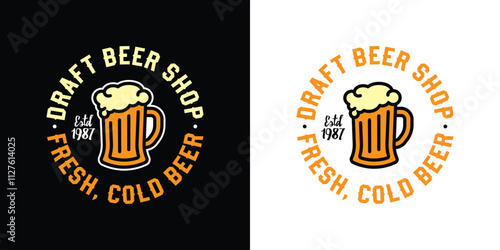 Original vector draft beer emblem in vintage style. T-shirt design.