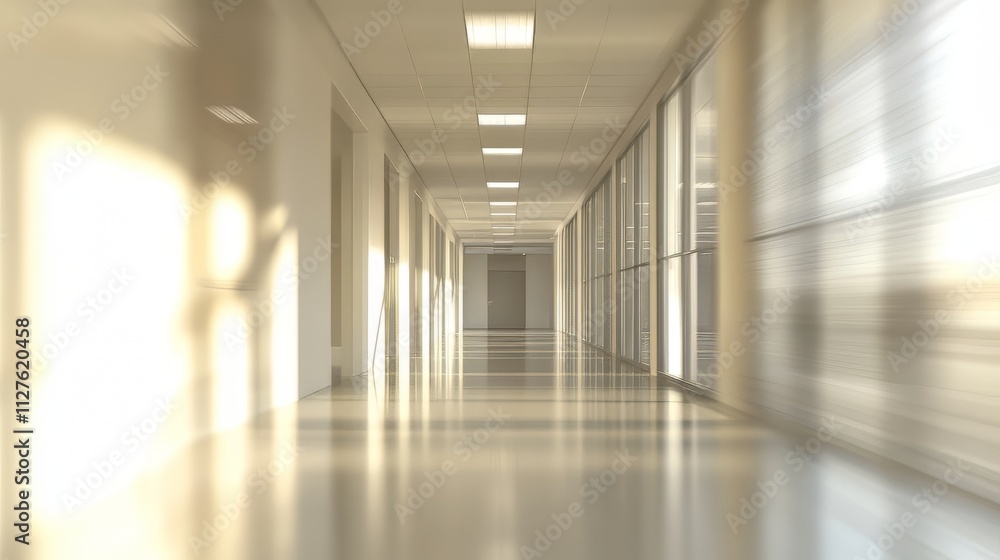 Abstract blurred office hall interior and meeting room. blurry corridor in working space with defocused effect. use for background or backdrop in business concept. space background.