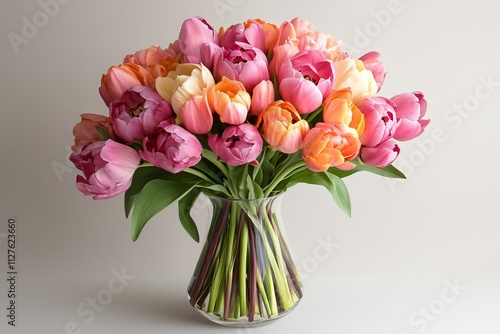 Elegant double peony tulips bouquet  a perfect gift for mother s day and international women s day photo