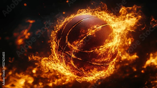 Fiery Basketball Enveloped In Blazing Flames