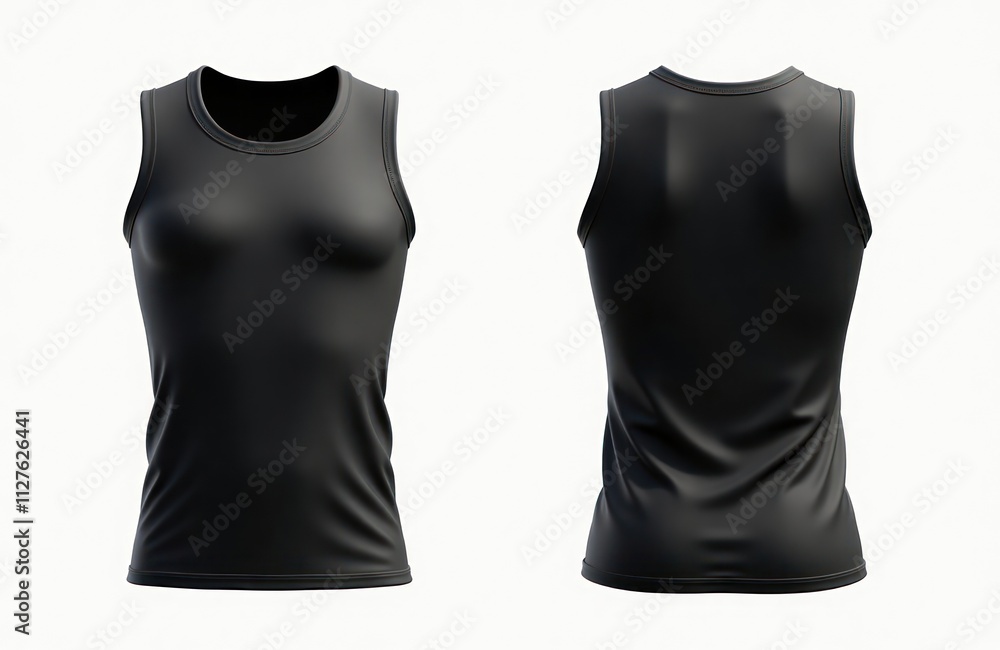 Black sleeveless tank top for active sports. Blank template ready for custom design. Versatile athletic wear. Suitable for gym workouts everyday casual style. Stylish, functional top. Excellent for Black sleeveless tank top for active sports. Blank template ready for custom design. Versatile athletic wear. Suitable for gym workouts everyday casual style. Stylish, functional top. Excellent for