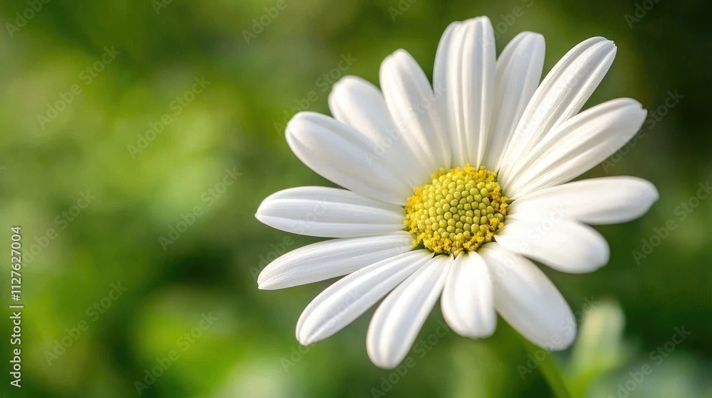 Close-Up of a Beautiful White Daisy Flower in Natural Garden Setting Close-Up of a Beautiful White Daisy Flower in Natural Garden Setting
