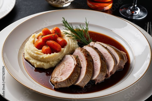Wallpaper Mural Elegant Duck Breast with Velvety Mashed Potatoes and Saut�ed Carrots on a Gourmet Plate Torontodigital.ca
