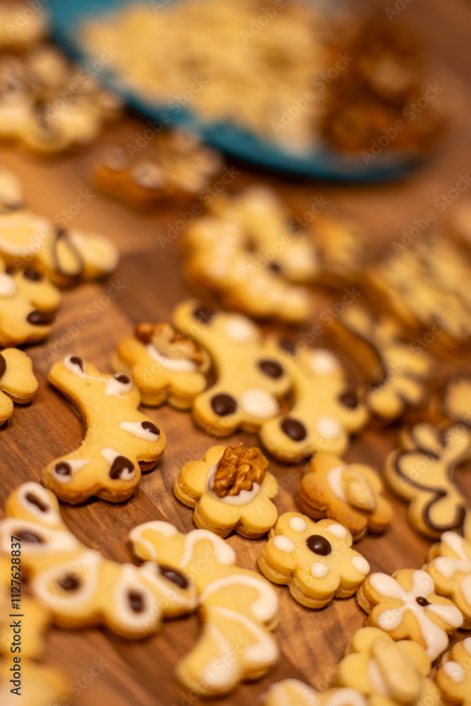 Christmas homemade butter cookies, preparation and production Christmas homemade butter cookies, preparation and production