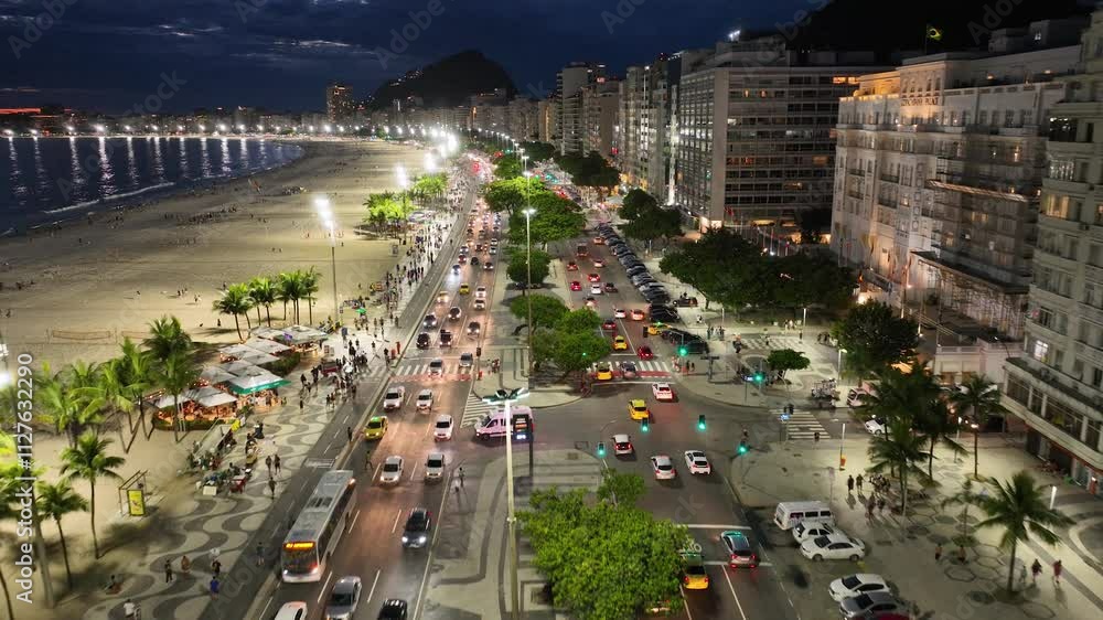 Rio De Janeiro Skyline At Copacabana Beach In Rio De Janeiro Brazil ...