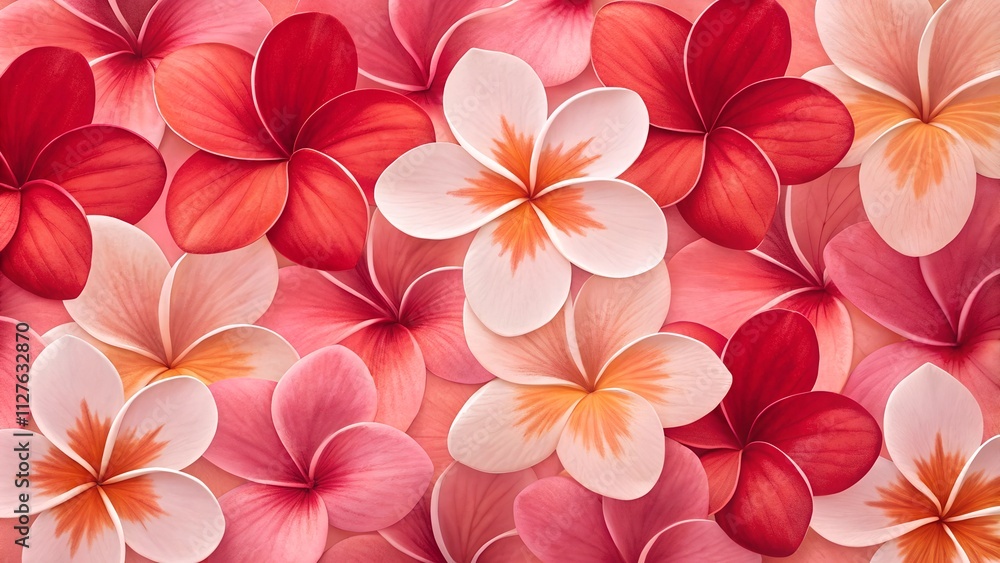 Red and Pink HeartShaped Petals Creating a Romantic Floral Background Red and Pink HeartShaped Petals Creating a Romantic Floral Background