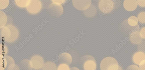 Golden bokeh frame, blurry background, festive decoration. Vector illustration.
