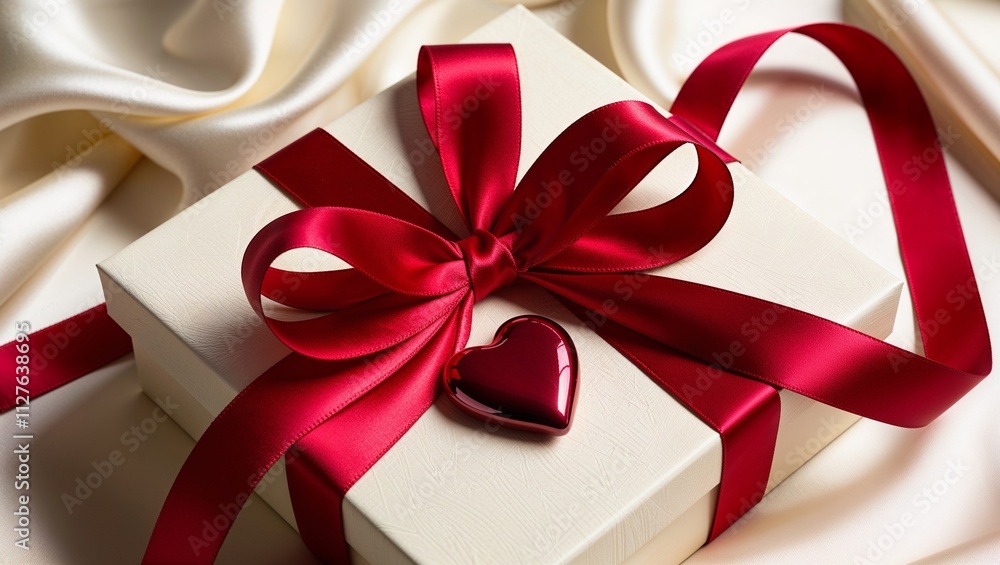gift box with red ribbon and heart gift box with red ribbon and heart